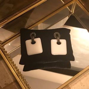 White Gemstone & Sterling Silver Earrings